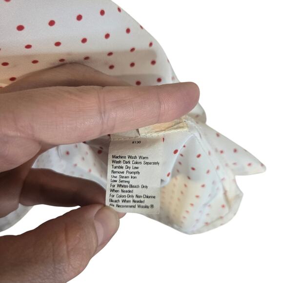 RRRRUSS White Polka Dot Button-Up Blouse - L - Retro Classic Blouse [0415] - Picture 7 of 9